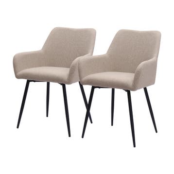 HMLUXURY Set van 2 eetkamerstoelen , grijs, metalen poten en, Huis en Inrichting, Verzenden, Nieuw