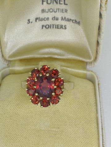 Bague de cocktail - 8 carats Or jaune Grenat - Anneau - 8k -