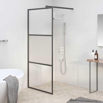 vidaXL Inloopdouchewand 90x195 cm halfmat ESG-glas zwart, Doe-het-zelf en Bouw, Verzenden, Nieuw