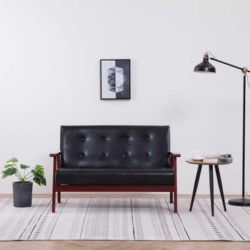 vidaXL Tweezitsbank / zetel kunstleer zwart, Huis en Inrichting, Verzenden, Nieuw