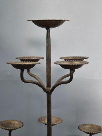 Chandelier - Métal - Grand porte-bougies en fer forgé –