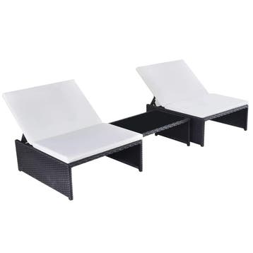 vidaXL Tuinstoelen 2 st verstelbaar met tafel poly rattan, Verzenden