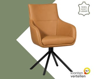 Leren draaibare eetkamerstoel Fancy - Toledo Sabbia, Nieuw, Leer, Ophalen of Verzenden, 90 cm of meer