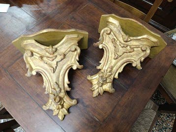 Wandrek (2) - Verguld hout - Decoratieve planken