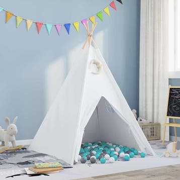 vidaXL Teepee Tent Wit 120 x 120 x 150 cm Stof en Plastic, Verzenden