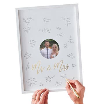 Witte Gastenboek Fotolijst Mr & Mrs 32cm, Verzenden, Nieuw