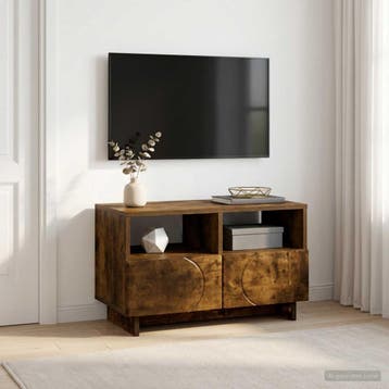 vidaXL Tv-meubel 60 x 34.5 x 40 cm Gerookt eiken Bewerkt, Maison & Meubles, Armoires | Mobilier de télévision, Verzenden