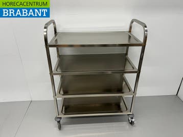 Chariot de service en acier inoxydable 4 étages 95 cm Horeca, Verzenden
