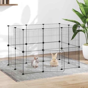 vidaXL Huisdierenkooi met deur 20 panelen 105x70x70 cm staal, Verzenden, Nieuw