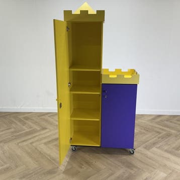 verrijdbare schoolkast - kasteelkast  (hxbxd) 200x93x45 cm, Huis en Inrichting, Kasten | Overige, Gebruikt