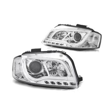 Phares Pour Audi A3 8P Feux Diurnes Tube Light Fond Chromé, Verzenden