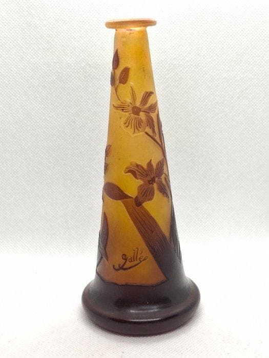 c. 1906-1914, Emile Gallé - Vaas - Ondertekend - Gelamineerd, Antiquités & Art, Antiquités | Verre & Cristal