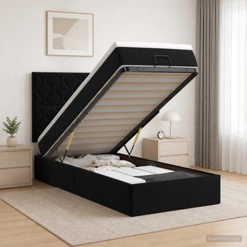 vidaXL Ottoman bed met matras met hoofdeinde Zwart 90 x 190, Verzenden