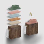 Clou Fonteinset Verti Donker Eiken met Topblad en Waskom, Ophalen of Verzenden, Overige typen