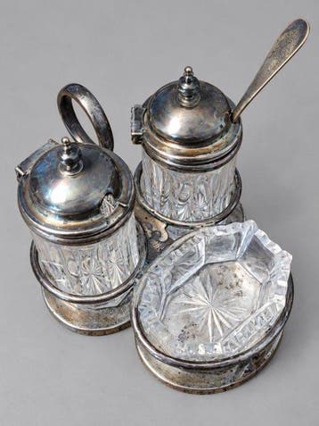 Elkington & Co. - Plat de service - Plaqué(e) argent, Verre,