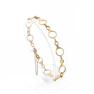 Gouden fantasie schakelarmband, Ophalen of Verzenden, Gebruikt, Goud, Goud
