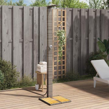 vidaXL Buitendouche 50x55x224 cm poly rattan en acaciahout, Verzenden