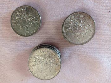 Frankrijk. 5 Francs 1961/1965 Semeuse (lot de 11 monnaies en, Postzegels en Munten