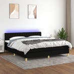 vidaXL Boxspring met matras en LED stof zwart 160x200 cm, Verzenden