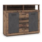 Dressoir 120 cm Breed oud eiken antraciet oud eiken antra..., Huis en Inrichting, 100 tot 150 cm, Verzenden, Nieuw, 25 tot 50 cm