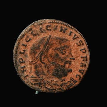 Oud-Romeins Romeinse munt, keizer Licinius I tot Jupiter,, Antiek en Kunst
