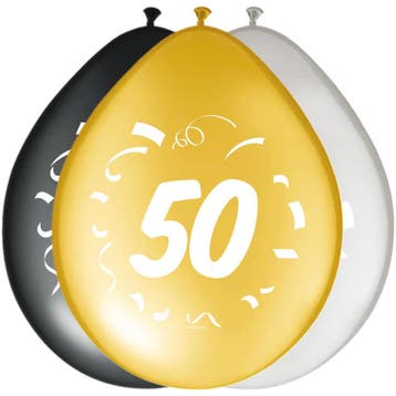 Ballonnen 50 Jaar Versiering 30cm 8st, Verzenden, Nieuw