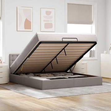 vidaXL Ottoman bed met matras 180x200cm stof taupe, Verzenden, Nieuw