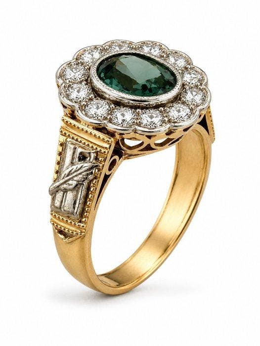 Ring - 14 karaat Geel goud, 14K rosegoudring met diamanten, Bijoux, Sacs & Beauté, Bagues