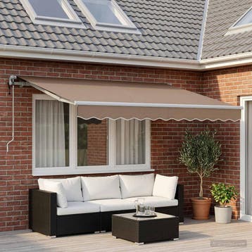vidaXL Uitschuifbare luifel Taupe 500 × 350 cm Stof en, Verzenden