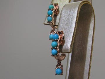Turquoise Oorbellen - Hoogte: 14.4 mm - Breedte: 17.8 mm-