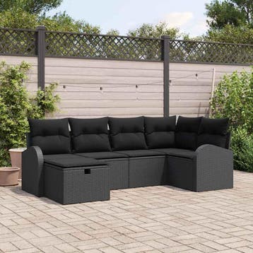vidaXL Bankstel 6 st Zwart poly rattan, Verzenden, Nieuw
