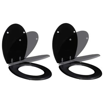 vidaXL Toiletbril met soft-closedeksel 2 st MDF zwart, Doe-het-zelf en Bouw, Verzenden, Nieuw