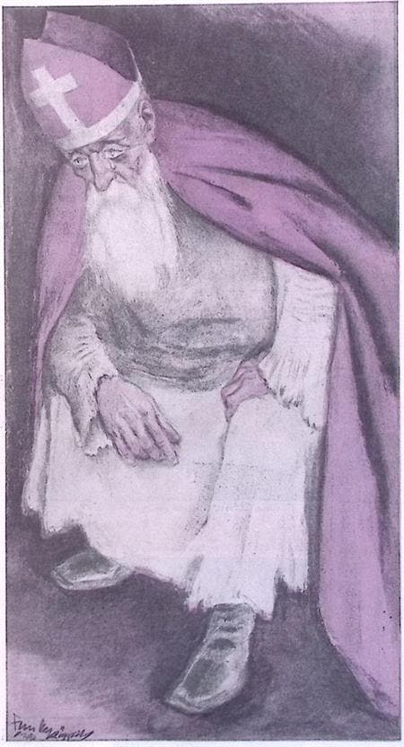 Bedroefde Sinterklaas op spotprent (lijst optie, Lithos), Antiquités & Art, Art | Lithographies & Sérigraphies, Envoi