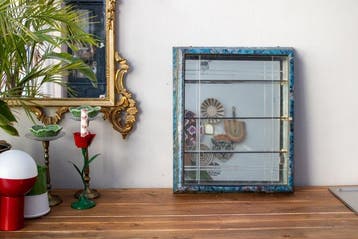 Vitrine - Varese-papierstijl pauwenverenpatroon - Hout, Glas, Antiek en Kunst