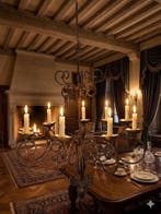 Lampe - Fer forgé - Grand lustre en fer forgé fait à la main, Antiquités & Art