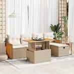 vidaXL 6-delige Loungeset met kussens poly rattan beige, Tuin en Terras, Verzenden, Nieuw, Loungeset