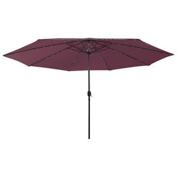 vidaXL Parasol met LED-verlichting 400 cm bordeauxrood, Verzenden