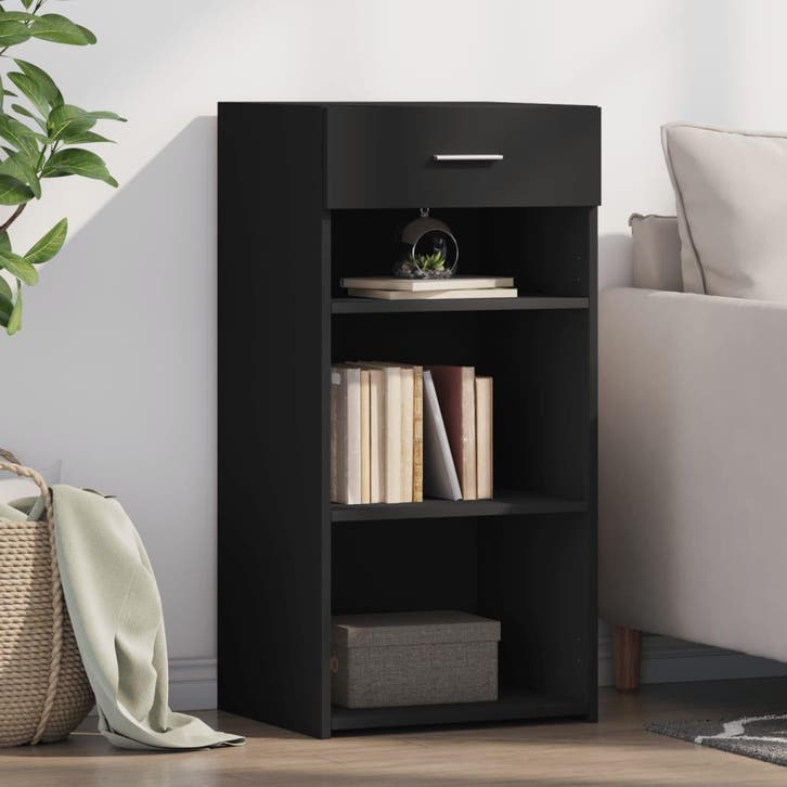 vidaXL Dressoir 45x42,5x93 cm bewerkt hout zwart, Huis en Inrichting, Kasten | Dressoirs, Nieuw, Verzenden