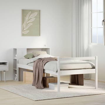 vidaXL Bed met boekenkast zonder matras grenenhout wit, Huis en Inrichting, Verzenden, Nieuw