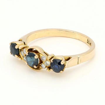 Bague - 18 carats Or jaune Diamant (Naturelle) - Saffier, Nieuw