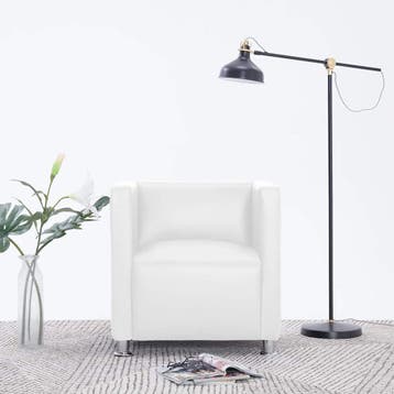 vidaXL Fauteuil kubus kunstleer wit, Verzenden, Nieuw