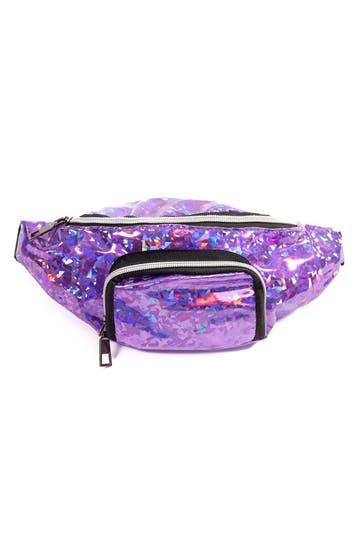 KIMU® Heuptasje Rond Voorvak Paars Holografisch Glitter Heup, Handtassen en Accessoires, Tassen | Damestassen, Ophalen of Verzenden