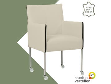 Leren eetkamerstoel More - Toledo Avorio (crème) - Poten, Huis en Inrichting, Overige kleuren, Bohemian, Industrieel, Modern, Scandinavisch