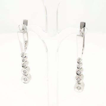 Oorbellen - 14 karaat Witgoud Diamant (Natuurlijk), Nieuw