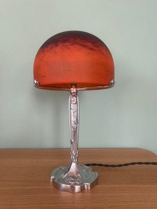 Puel-Detot et Schneider - Lampe de table - Bronze argenté,, Antiquités & Art, Art | Objets design