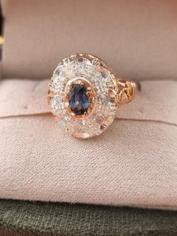 Zonder minimumprijs - Ring - 9 kt. Zilver, Roségoud Saffier, Nieuw