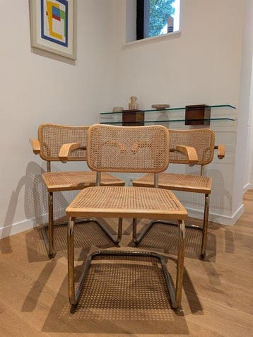 Cidue - Marcel Breuer - Stoel (3) - B64 - Metaal, Rattan -