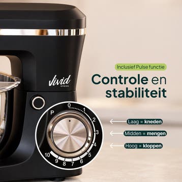 1500W Keukenmixer - 10 Snelheden - 3,8L Mengkom - Zwart, Electroménager, Verzenden