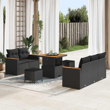 vidaXL Tuinbank Set 10 st 7-Aantal zitplaatsen Zwart poly, Verzenden
