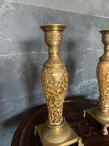 Bougeoir (2) - Bronze doré - Style orientaliste